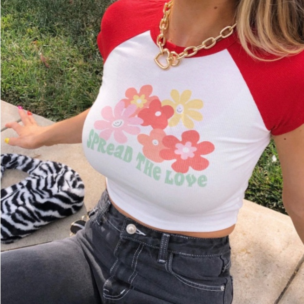 princess polly Spread The Love Graphic Top White